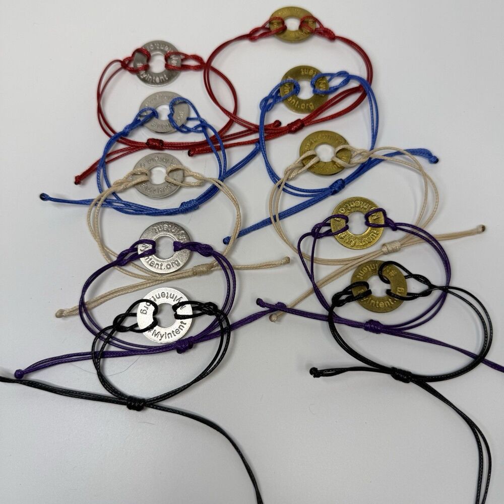 MyIntent Logo BLANK 5 Gold 5 Silver Adjustable Cord Bracelet 10 Piece Lot New